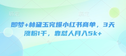 即梦+林黛玉完爆小红书商单，3天涨粉1千，靠怼人月入5k+-创客空间
