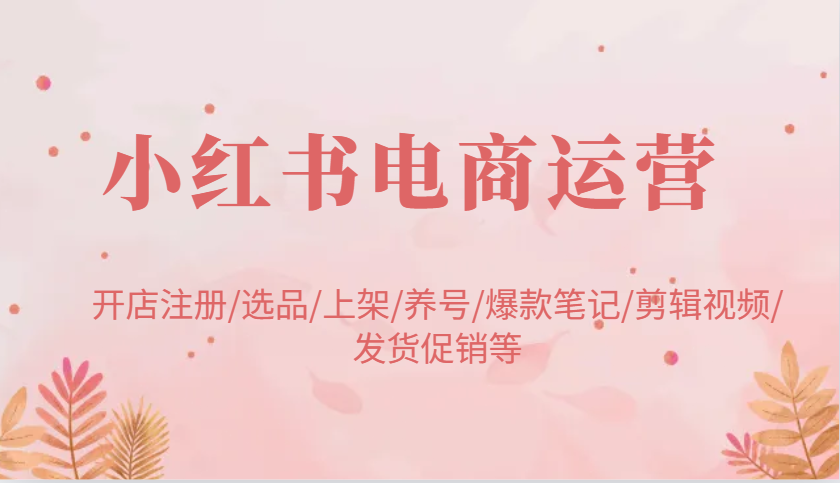 小红书电商运营：开店注册/选品/上架/养号/爆款笔记/剪辑视频/发货促销等-创客空间
