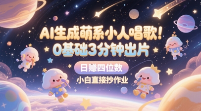 AI生成萌系小人唱歌，0基础3分钟出片，28个作品涨粉8.9W，单条最高19W赞，日入四位数，小白直接抄作业-创客空间