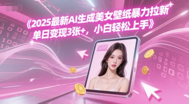 2025最新AI生成美女壁纸暴力拉新, 单日变现3张+，小白轻松上手-创客空间