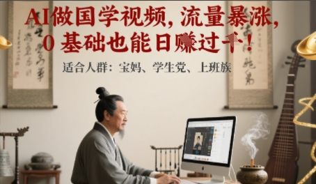 AI做国学视频，流量暴涨 ，0 基础也能日入多张-创客空间