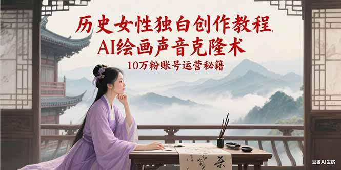 历史女性独白创作教程，AI绘画声音克隆术，10万粉账号运营秘籍-创客空间