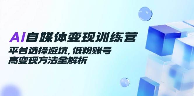AI自媒体变现训练营，平台选择避坑，低粉账号高变现方法全解析-创客空间