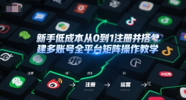 新手低成本从0到1注册并搭建多账号全平台矩阵操作教学，手机号-邮箱-IP-工具-创客空间