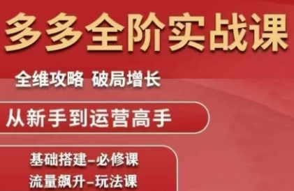 拼多多全阶实战课程，全维攻略，破局增长，从新手到运营高手-创客空间