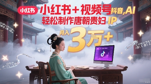 小红书+视频号+抖音，AI轻松制作唐朝贵妇IP，每天30分钟，轻松产出N条，月入3W+-创客空间