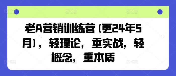 老A营销训练营(更25年6月)，轻理论，重实战，轻概念，重本质-创客空间