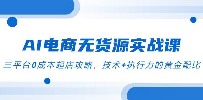 AI电商无货源实战课，三平台0成本起店攻略，技术+执行力的黄金配比-创客空间