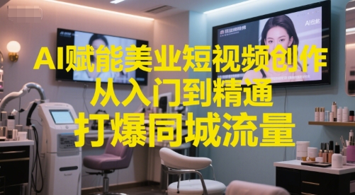 AI赋能美业短视频创作，从入门到精通，打爆同城流量，超级AI工具短视频实操落地-创客空间