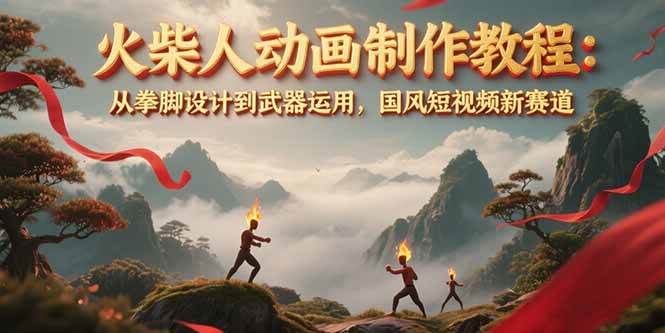 火柴人动画制作教程：从拳脚设计到武器运用，国风短视频新赛道-创客空间