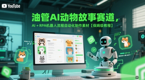 油管AI动物故事赛道，AI+RPA机器人流程自动化制作素材【保姆级教程】-创客空间