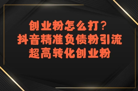 创业粉怎么打？抖音精准负债粉引流，超高转化创业粉-创客空间