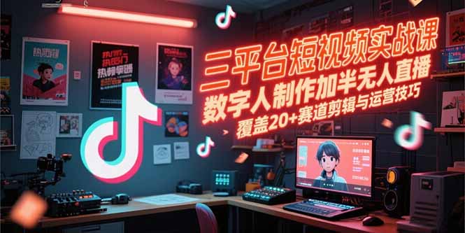 （15265期）三平台短视频实战课，数字人制作加半无人直播，覆盖20+赛道剪辑与运营技巧-创客空间