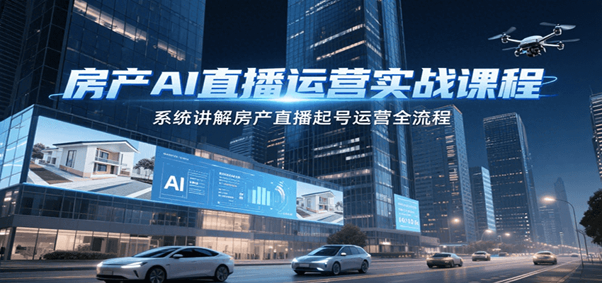 房产AI直播运营实战课程，系统讲解房产直播起号运营全流程-创客空间