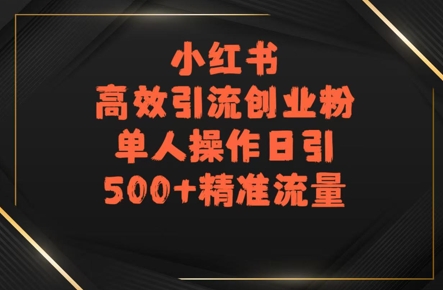 小红书高效引流创业粉，单人操作日引500+精准流量-创客空间