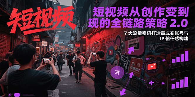 短视频从创作到变现的全链路策略2.0，7大流量密码构建IP信任感打造高成交账号-创客空间