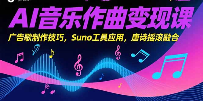 （15370期）AI音乐作曲变现课，广告歌制作技巧，Suno工具应用，唐诗摇滚融合-创客空间