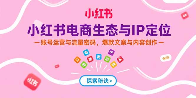 （15350期）小红书电商生态与IP定位，账号运营与流量密码，爆款文案与内容创作-创客空间