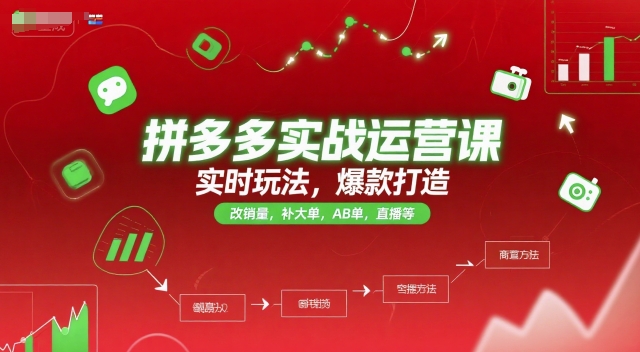 拼多多实战运营课，实时玩法，爆款打造，改销量，补大单，AB单，直播等（更新2025月）-创客空间