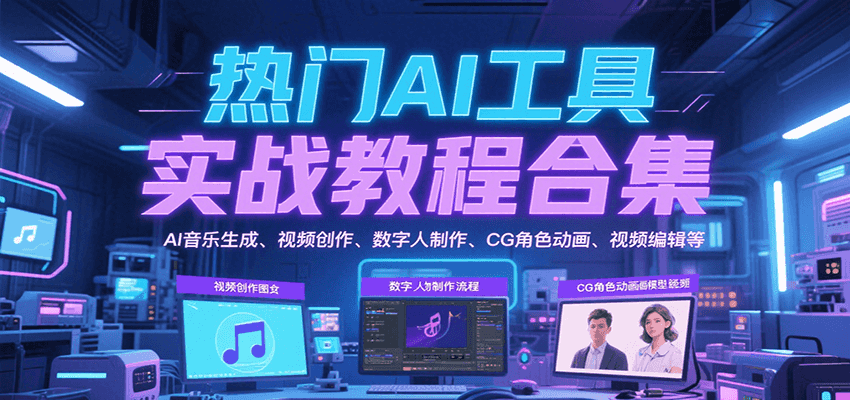 热门AI工具实战教程合集，AI音乐生成、视频创作、数字人制作、CG角色动画、视频编辑等-创客空间