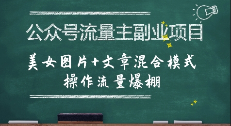 公众号流量主副业项目，美女图片+文章混合模式操作流量爆棚-创客空间