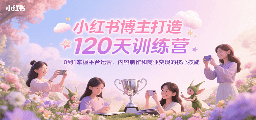 小红书博主打造120天训练营，0到1掌握平台运营、内容制作和商业变现-创客空间