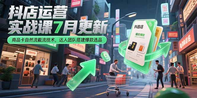 （15329期）抖店运营实战课7月更新，商品卡自然流截流技术，达人团队搭建爆款选品-创客空间