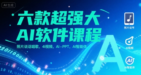 六款超强大AI软件课程，照片说话唱歌，4I视频，AI-PPT，AI智能体-创客空间