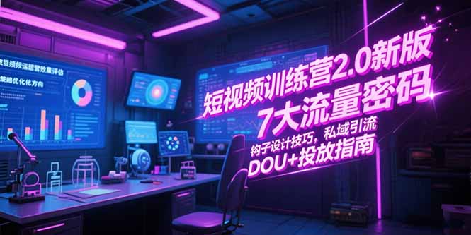 （15255期）短视频训练营2.0新版，7大流量密码/钩子设计技巧/私域引流/DOU+投放指南-创客空间
