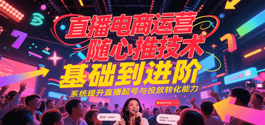 直播电商运营随心推投放技术基础到进阶，系统提升直播起号与投放转化能力-创客空间
