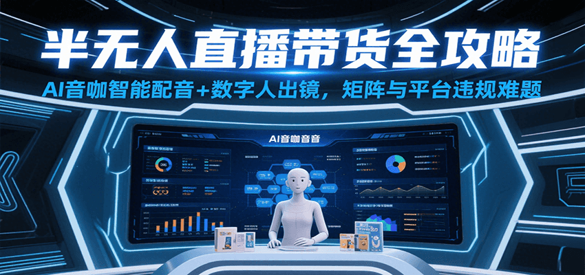半无人直播带货全攻略：AI音咖智能配音+数字人出镜，解决账号矩阵与平台违规难题-创客空间