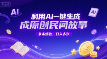 利用AI一键生成原创民间故事，无限制生成，条条爆款，日入多张-创客空间