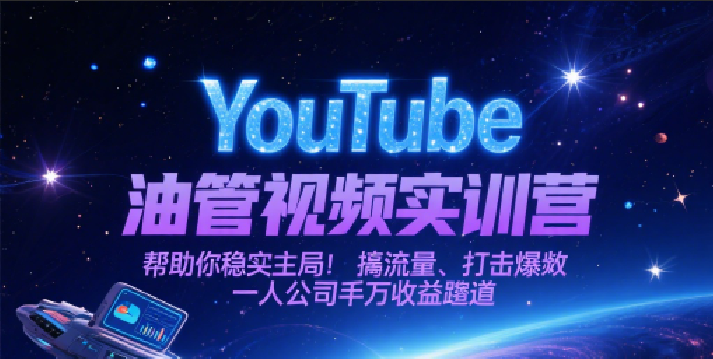 YouTube油管视频实训营，帮助你稳入局、搞流量、打爆款，一人公司千万收益赛道-创客空间