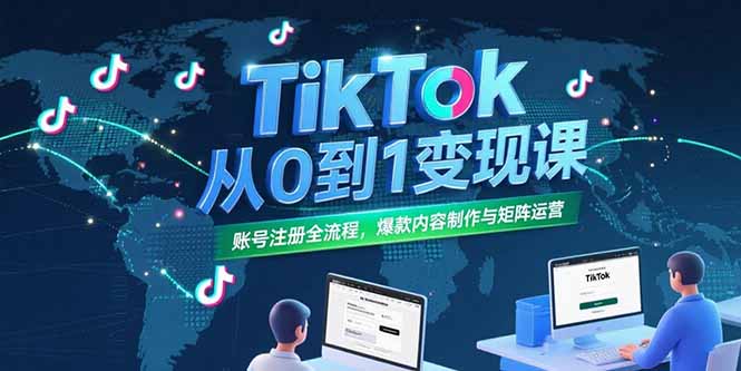 （15346期）TikTok从0到1变现课，账号注册全流程，爆款内容制作与矩阵运营-创客空间