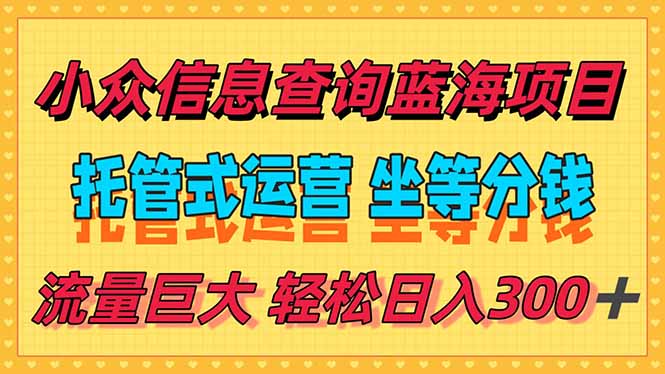 （15216期）稳定日入300＋，小众信息查询蓝海项目，全程懒人式托管，解放你的时间-创客空间