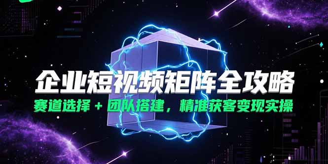（15242期）企业短视频矩阵全攻略，赛道选择+团队搭建，精准获客变现实操-创客空间