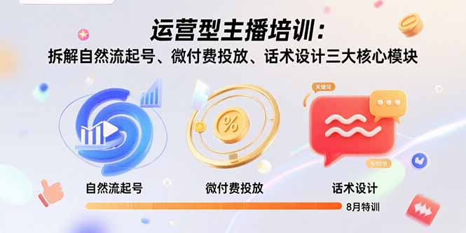 （15654期）运营型主播培训：拆解自然流起号、微付费投放、话术设计三大核心模块-8月-创客空间
