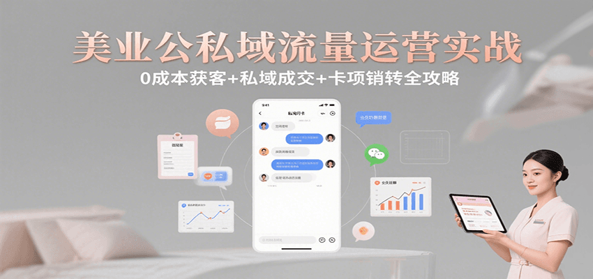 美业公私域流量运营实战：0成本获客+私域成交+卡项销转全攻略-创客空间