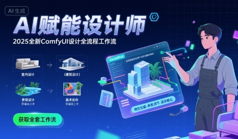 AI赋能设计师， 2025全新comfyui设计全流程工作流 ，室内-建筑-景观-美术，零基础直接上手-创客空间