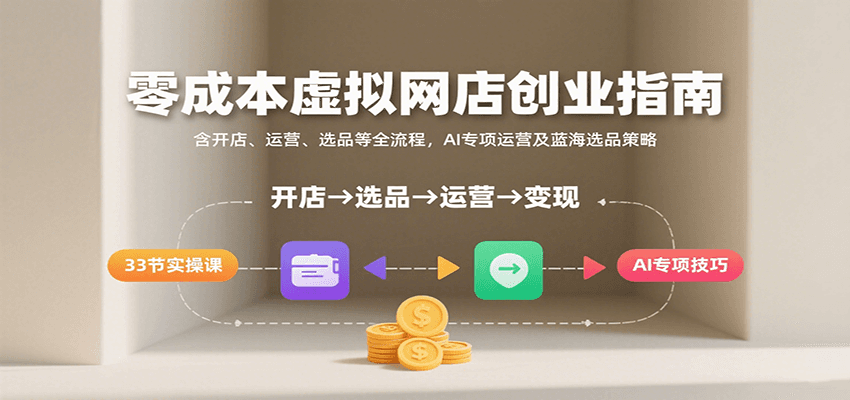 零成本虚拟网店创业指南，含开店、运营、选品等全流程， AI专项运营及蓝海选品策略-创客空间