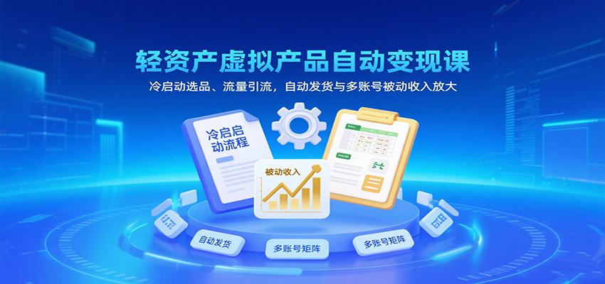 轻资产虚拟产品自动变现课，冷启动选品、流量引流，自动发货与多账号被动收入放大-创客空间
