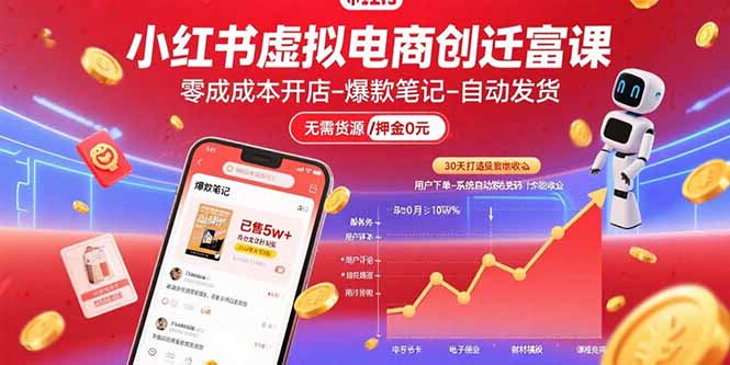 （15749期）小红书虚拟电商创富课：零成本开店/爆款笔记/自动发货,30天打造被动收入-创客空间