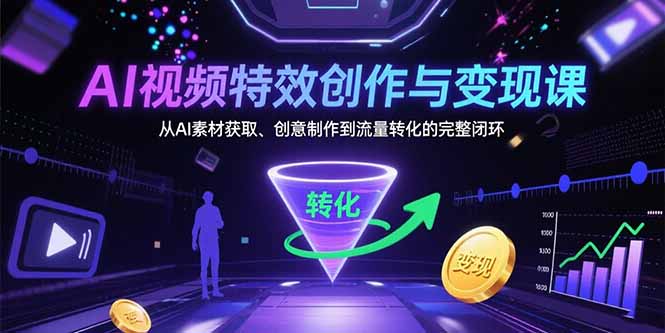 （15587期）AI视频特效创作与变现课：从AI素材获取、创意制作到流量转化的完整闭环-创客空间