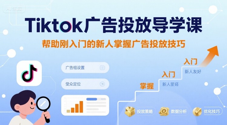 Tiktok广告投放导学课，帮助刚入门的新人掌握广告投放技巧-创客空间