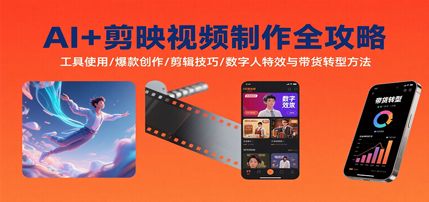 AI+剪映视频制作全攻略：工具使用/爆款创作/剪辑技巧/数字人特效与带货转型方法-创客空间