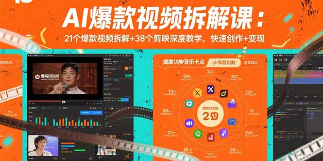 （15741期）AI爆款视频拆解课：21个爆款视频拆解+38个剪映深度教学，快速创作+变现-创客空间