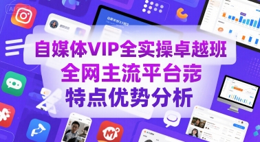 自媒体VIP全实操卓越班，全网主流平台特点优势分析-创客空间