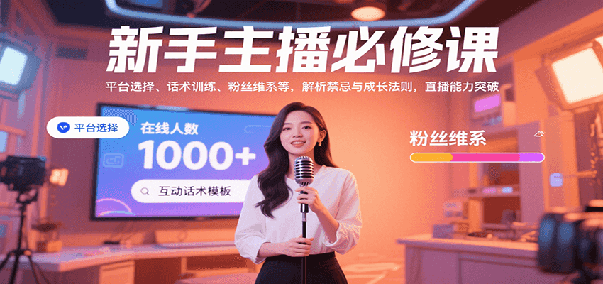 新手主播必修课：平台选择、话术训练、粉丝维系等，解析禁忌与成长法则，突破直播能力-创客空间