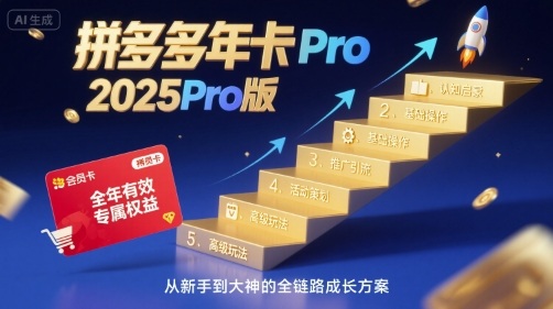 拼多多年卡2025Pro版，五大板块从认知到基础、从推广到活动、从活动到玩法-创客空间