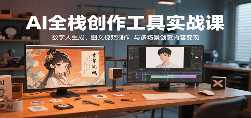 AI全栈创作工具实战课：数字人生成、图文视频制作与多场景创意内容变现-创客空间